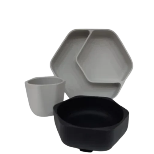 ظروف غذاخوری ۳ تکه تمام سیلیکونی هی اورشی (Heorshe)