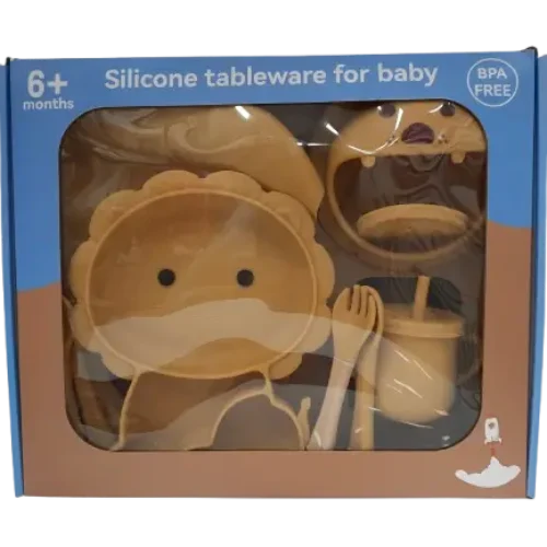 ظروف غذاخوری ۸ تکه تمام سیلیکونی طرح شیر